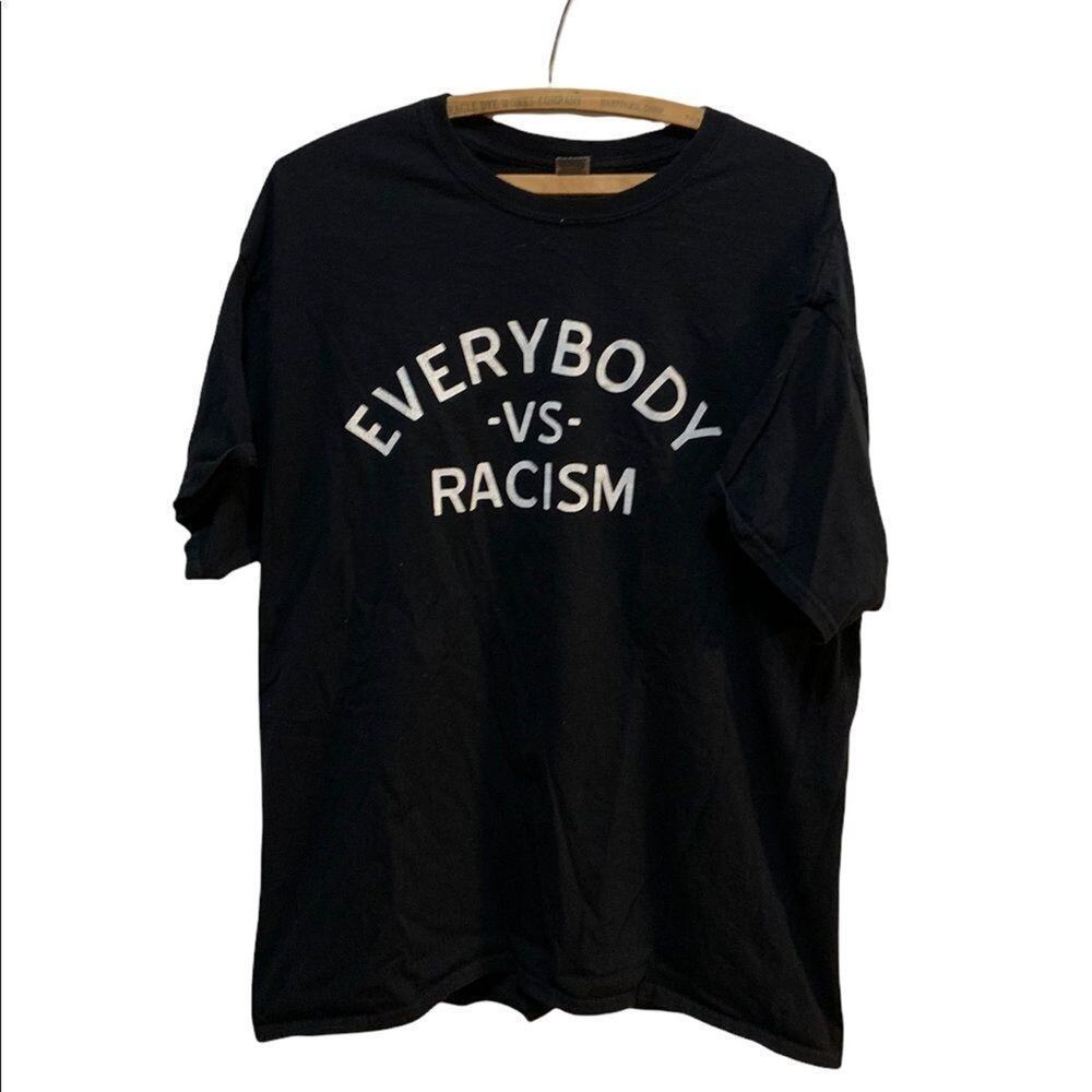 Everybody vs racism anti racist short sleeve black tee in Sz XL